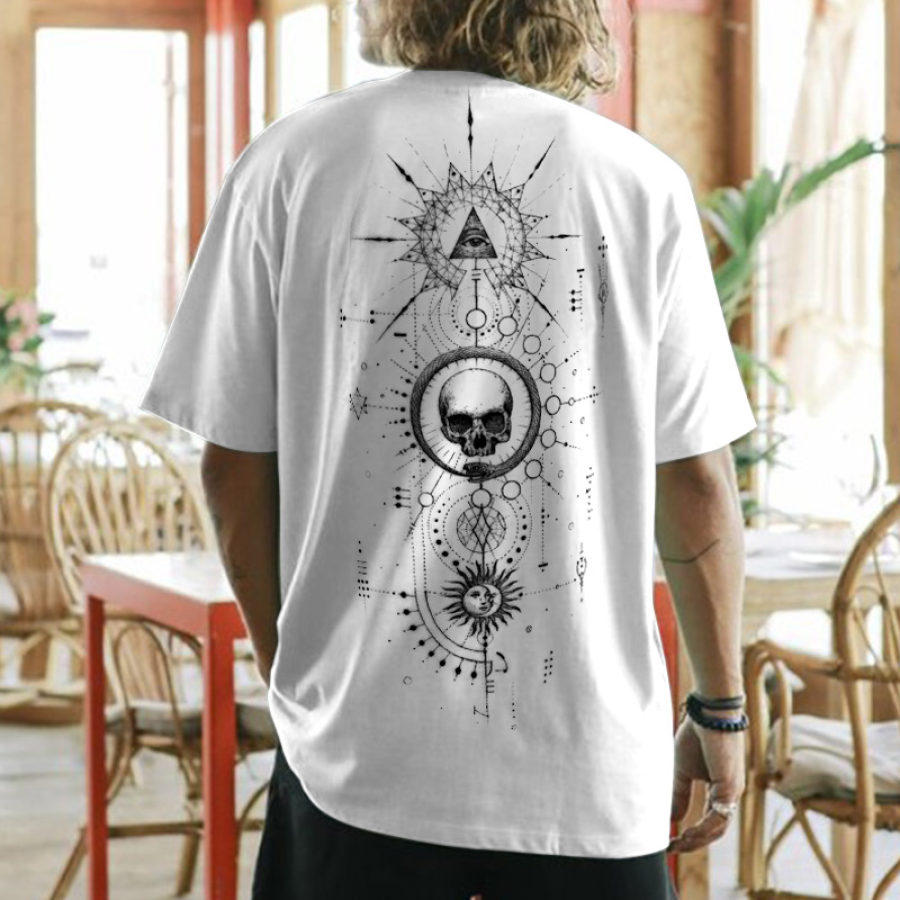 

Men's Oversized T-Shirt Moon Star Skull Tee
