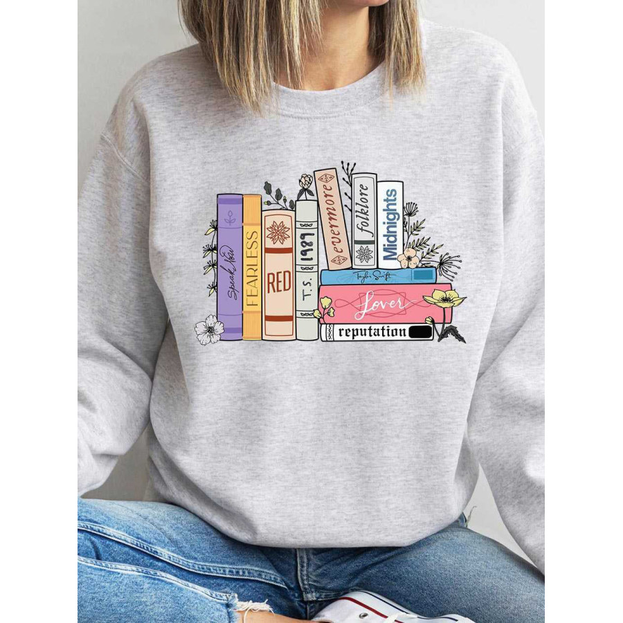 Books Printed Loose Sweatshirt