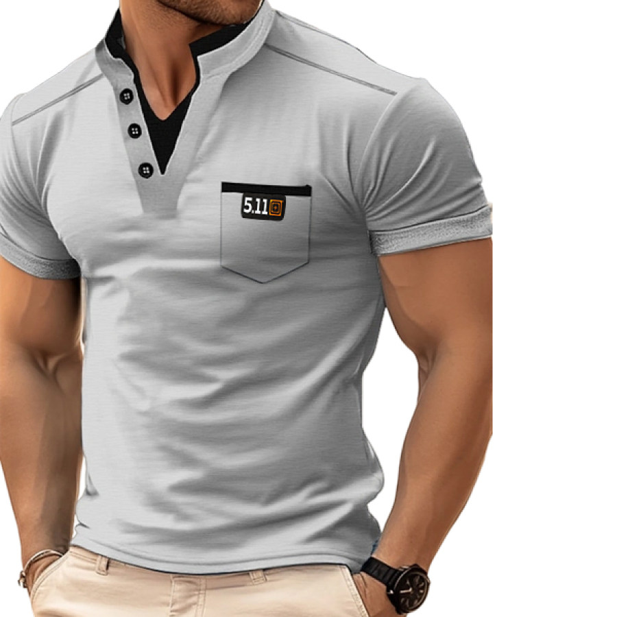 

Men's Henley Polo Outdoor 511 Color Block Henley Street Vacation Short Sleeves Clothing