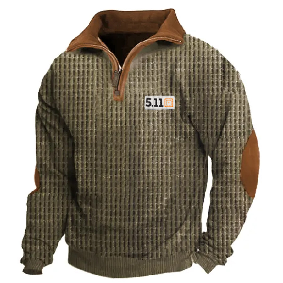 

511 Tactics Men's Outdoor Waffle Fabric Henley Half Zip Tactical Sweatshirt