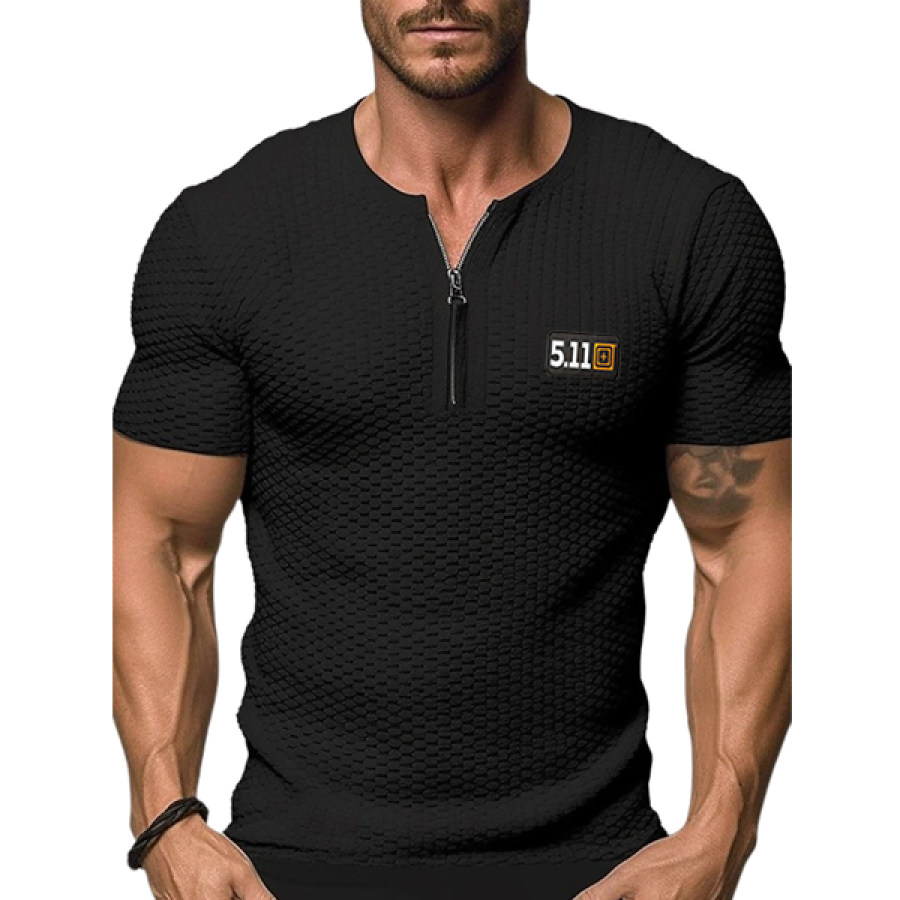 

Men's Waffle Zip Henley Shirt 511 Henley Shirt Tee Top Plain Raglan Sleeve Street Vacation Short Sleeves Clothing