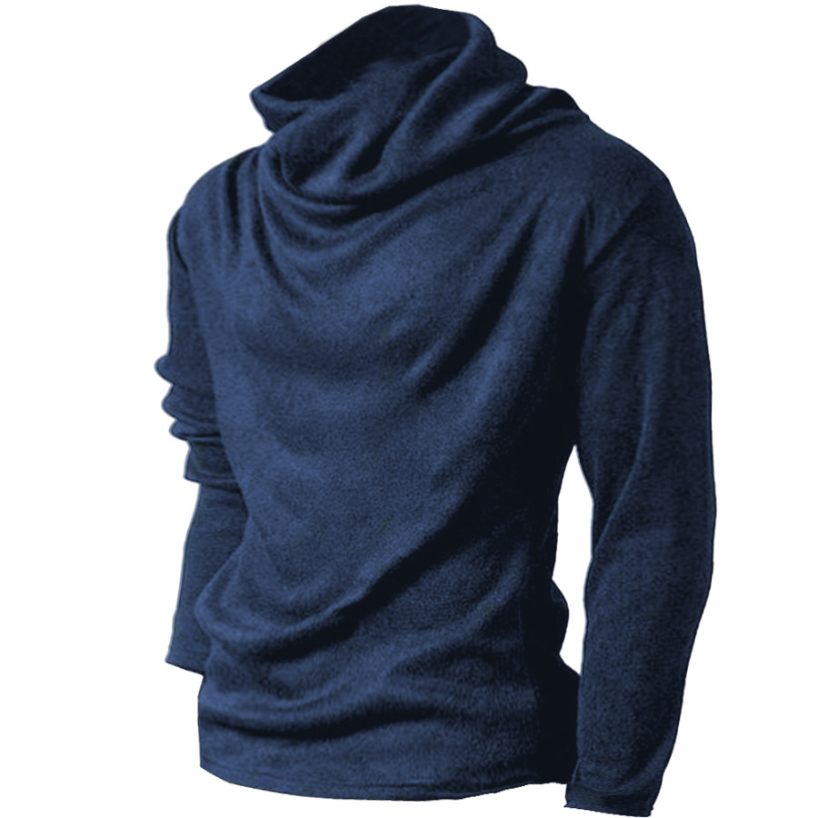 

Men's Slim High Collar Long Sleeve Solid Color Bottoming Shirt Casual Knitwear