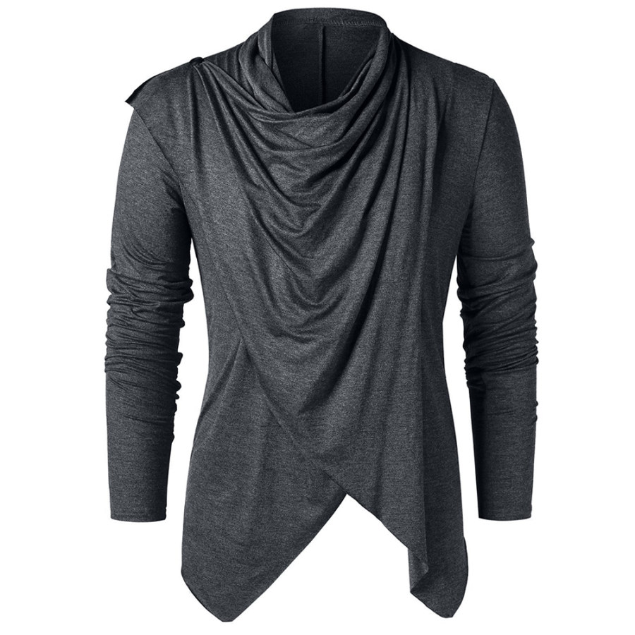 

Homme Rétro Décontracté Manches Longues Cardigan Ourlet Irrégulier Vert Véronèse Noir Gris