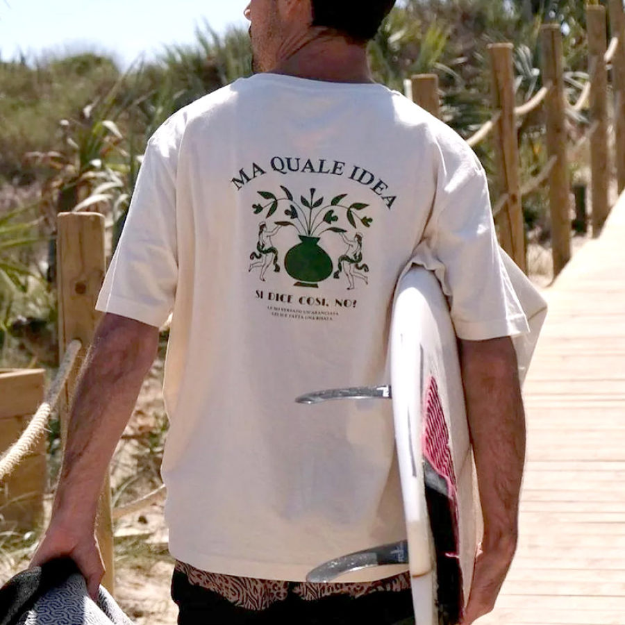 

Camiseta De Praia Masculina Retrô Com Estampa De Surf Diária Casual Manga Curta
