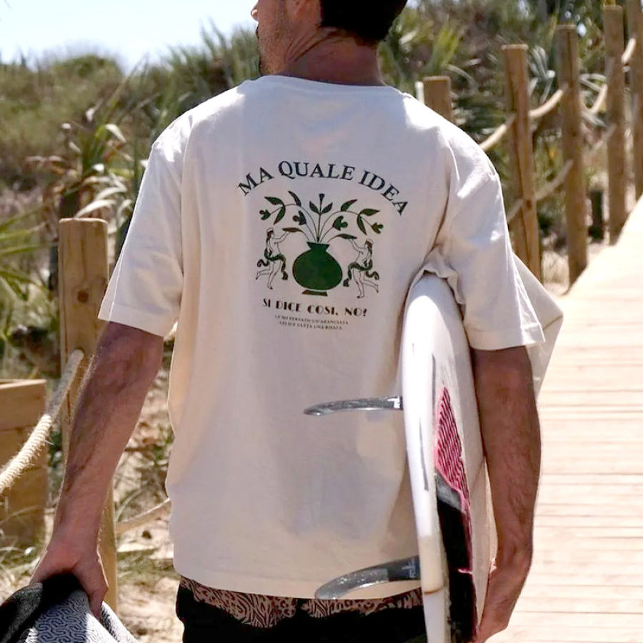 

T-shirt Da Spiaggia Da Uomo T-shirt A Maniche Corte Casual Quotidiana Con Stampa Surf Retrò