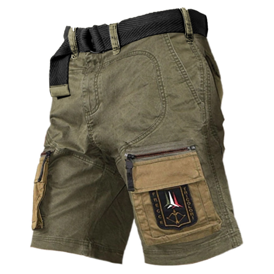 

Men's Shorts Retro Zipper Color Matching Pocket Outdoor Training