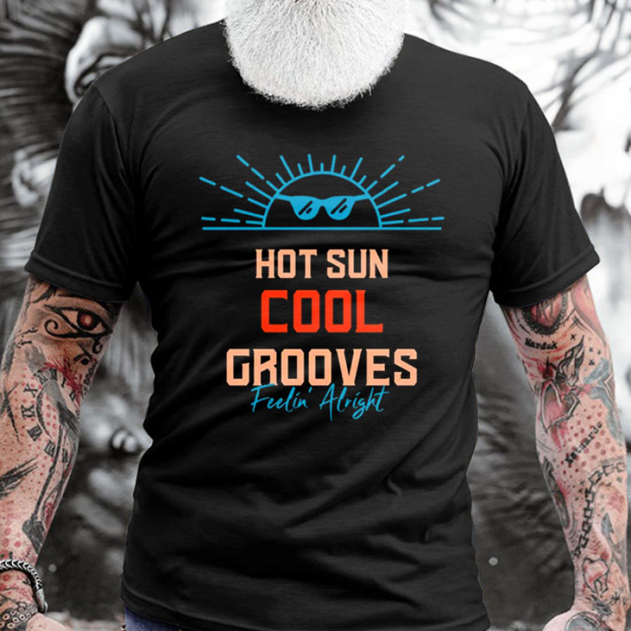 

Camiseta Masculina De Algodão Gola Redonda Manga Curta Diário Casual Quente Sol Legal Crooves