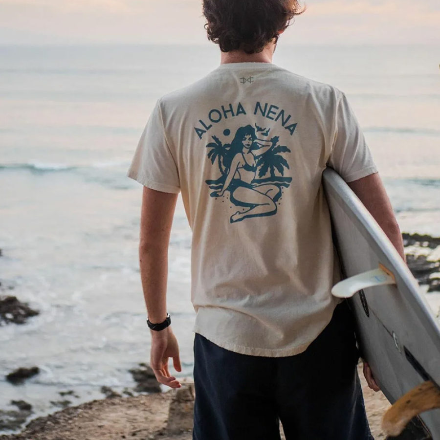 

Camiseta De Surf Para Hombre Camiseta De Manga Corta Informal Diaria Con Estampado Retro Para Vacaciones En La Playa