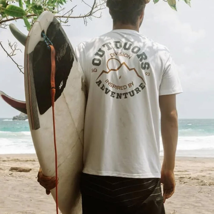 

Camiseta Masculina Retrô Com Estampa De Praia E Surf Casual Para Férias Diárias E Camiseta De Manga Curta