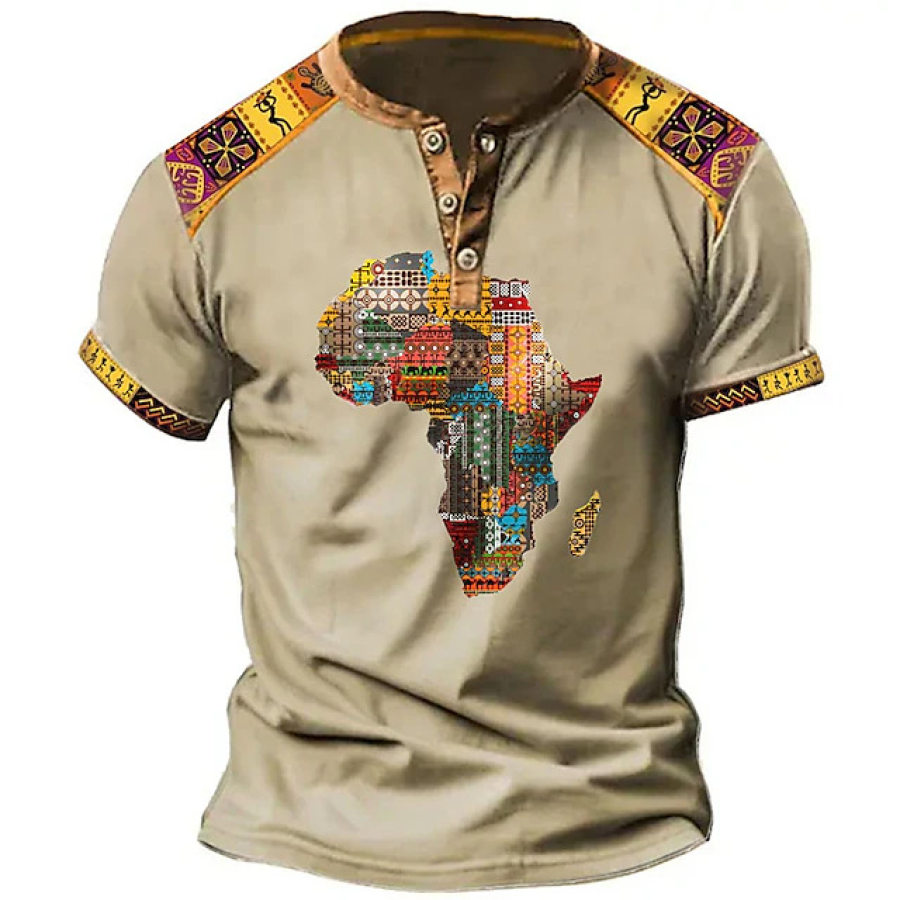 

Men's Henley Shirt Vintage Shirt Summer Graphic Tribal Designer Ethnic Comfortable Outdoor Shirt