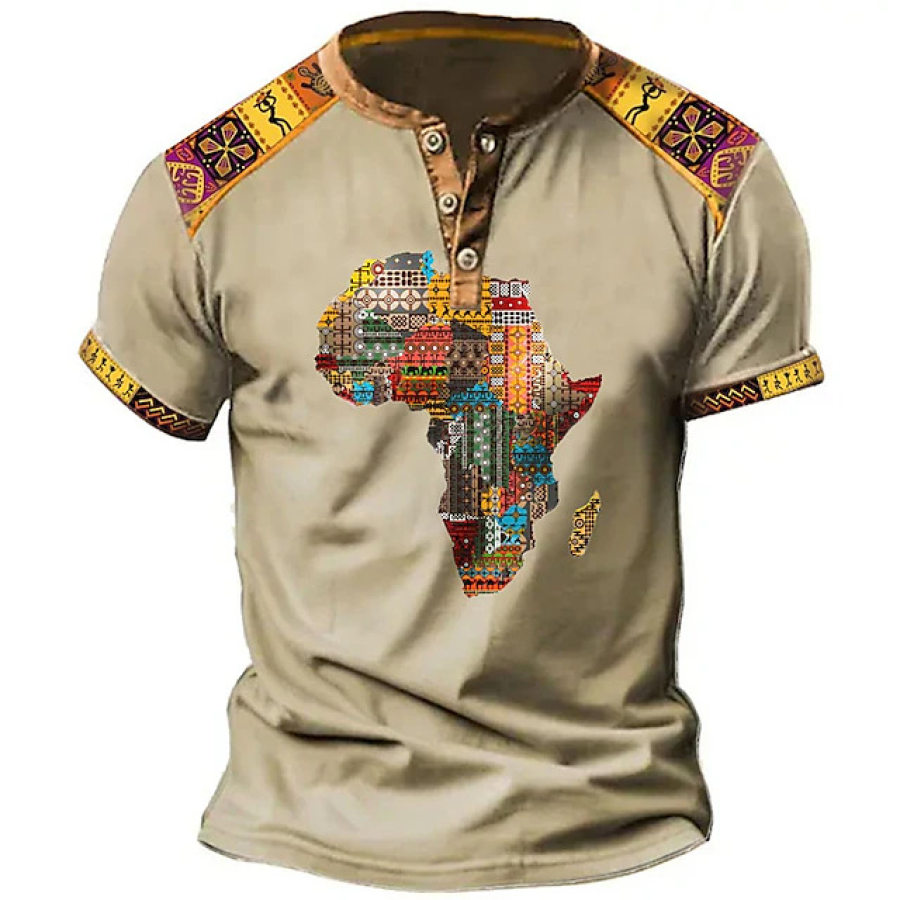 

Camisa Henley Masculina Vintage Camisa Verão Gráfico Tribal Designer Étnica Confortável Camisa Ao Ar Livre