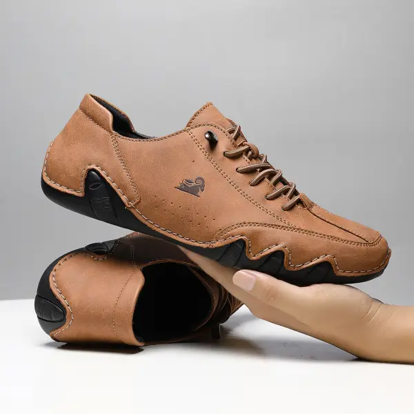 Men's Plus Size Microfiber Leather Ram Lace Up Soft Octopus Sole Sneakers Casual Shoes - Cotosen.com