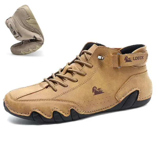 High Suede Boots, Microfiber Leather Beck Shoes for Men, Waterproof Leather Casual Trainers, Non-Slip Breathable Chukka Hiking Shoes - Cotosen.com