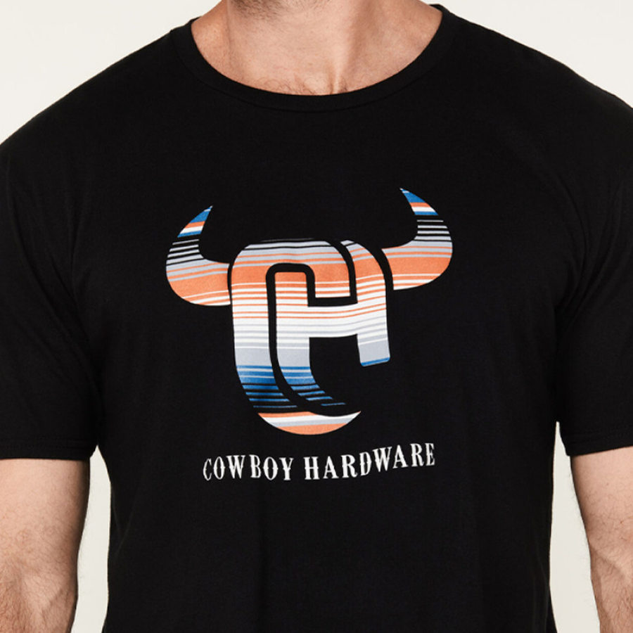 

Camiseta De Manga Curta Masculina Cowboy De Cultura Ocidental Com Impressão Gráfica Respirável E Confortável