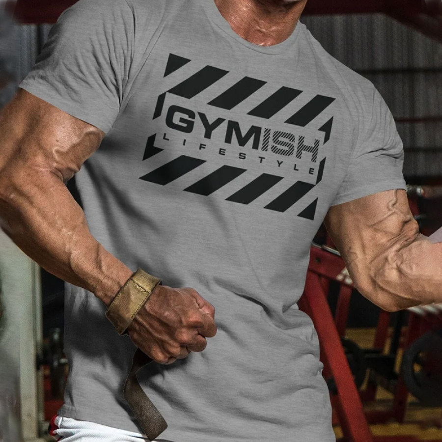 

Camiseta De Treino Masculina Gymish Lifestyle Workout T-shirt Camisas Engraçadas De Ginástica Camiseta De Levantamento Levantamento Terra