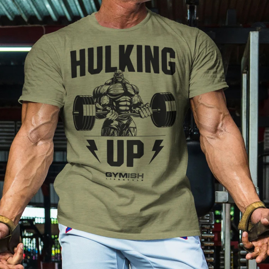 

Мужчины Hulking Up Workout Crossfit Футболка для мужчин-тяжелая атлетика забавная футболка для спортзала-становая тяга бицепс жим лежа приседания