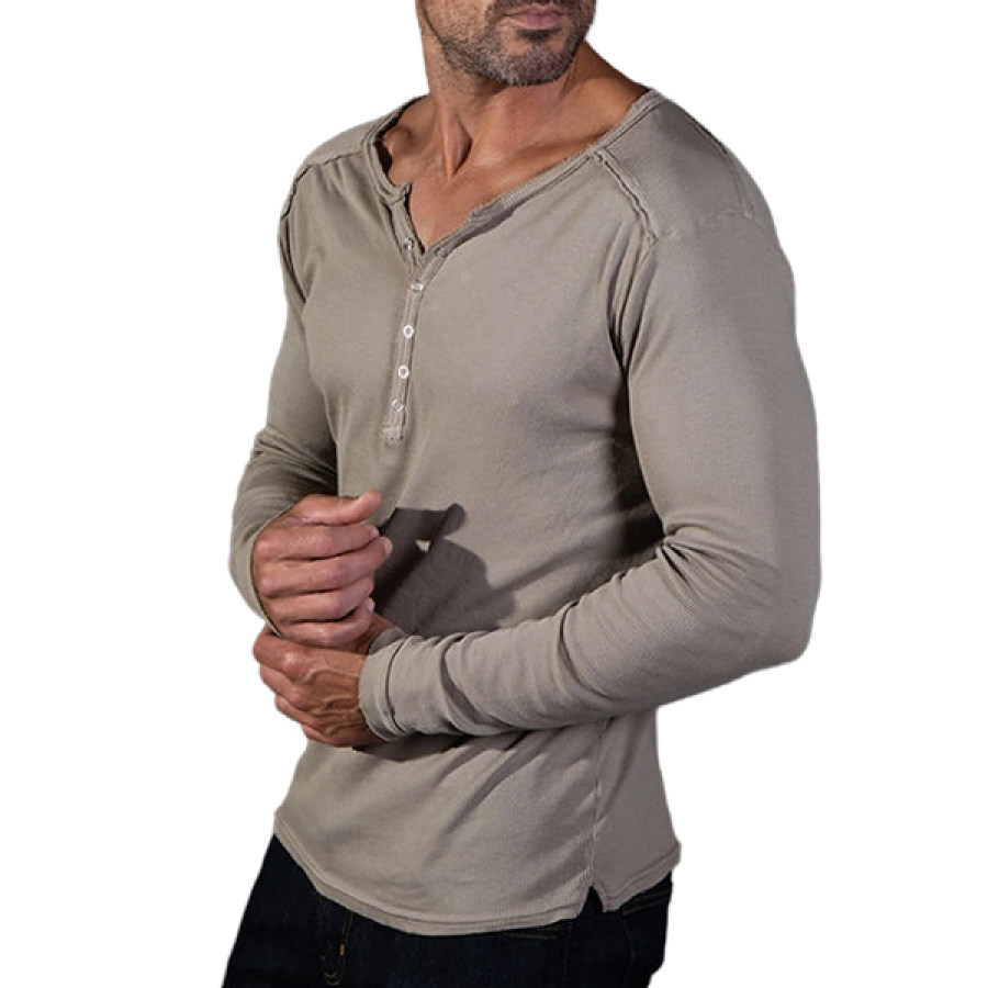 

Blusa Masculina De Manga Comprida Henley Para Atividades Ao Ar Livre Casual Diária