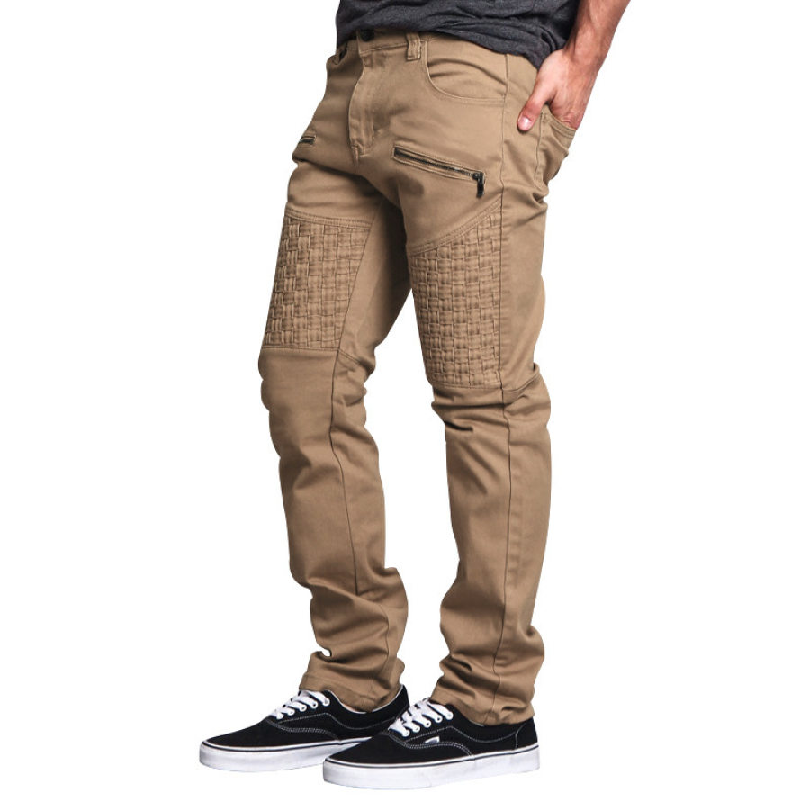 

Мужские уличные брюки-карго с кожаными вставками тонкие прямые брюки