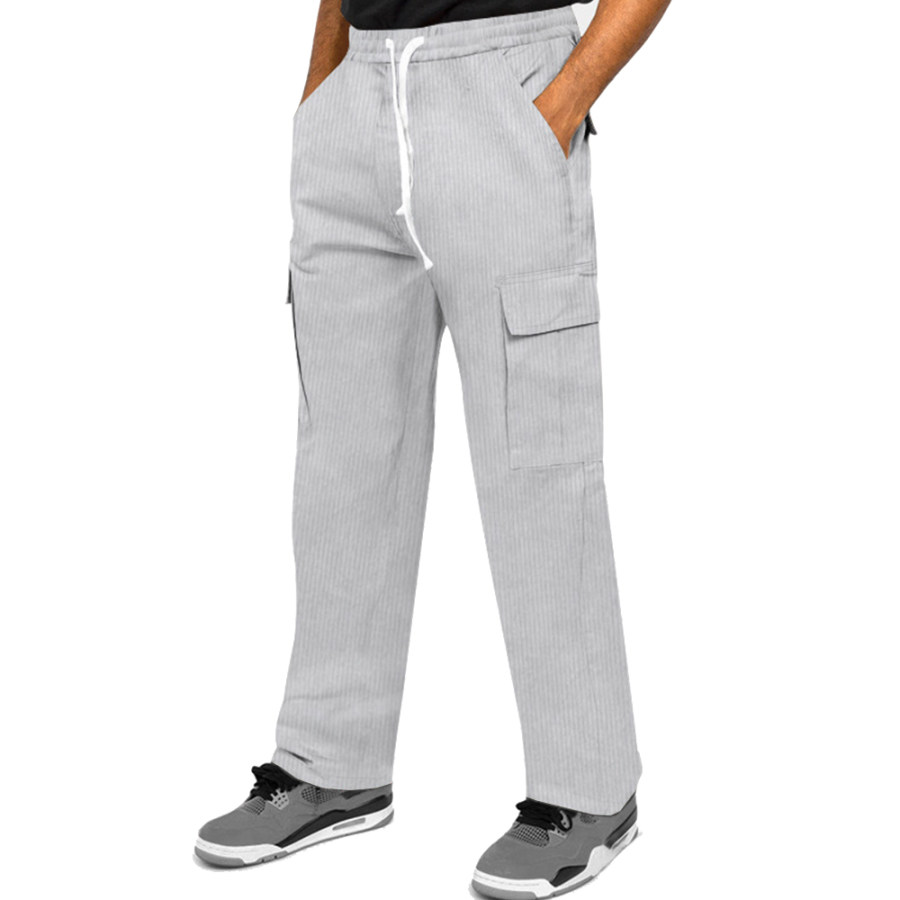 

Pantalones De Pana De Ropa De Trabajo Para Hombres Pantalones Sueltos De Pierna Recta Casuales Con Múltiples Bolsillos