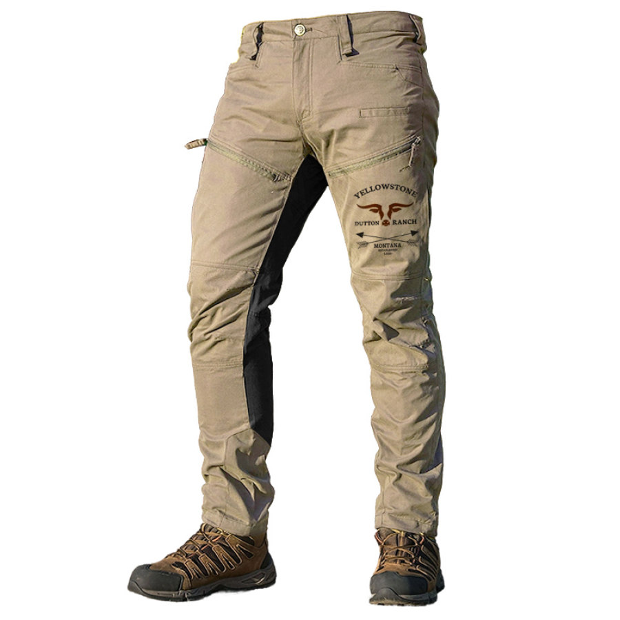 

Pantalones Tácticos Para Hombre Vintage Yellowstone Washed Cotton Washed Outdoor Zipper Pocket Pantalones