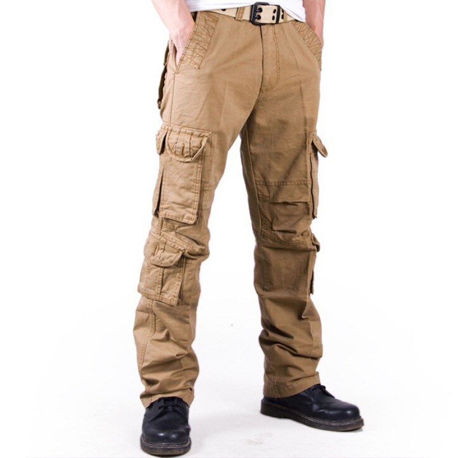 

Pantalones Tácticos Para Hombre Pantalones Casuales De Algodón Lavado Vintage Con Múltiples Bolsillos