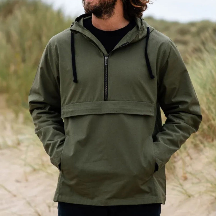 

Sudadera Con Capucha Para Hombre Lona Con Media Cremallera Bolsillo De Manga Larga Tops Diarios Verde Militar