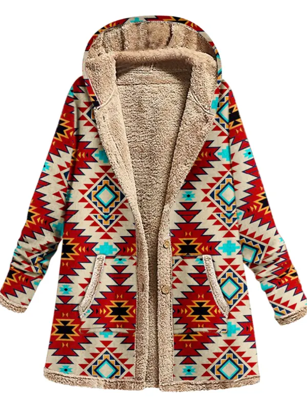 Retro Ethnic Print Plus Velvet Coat - Fashionmia.chimpone.com 