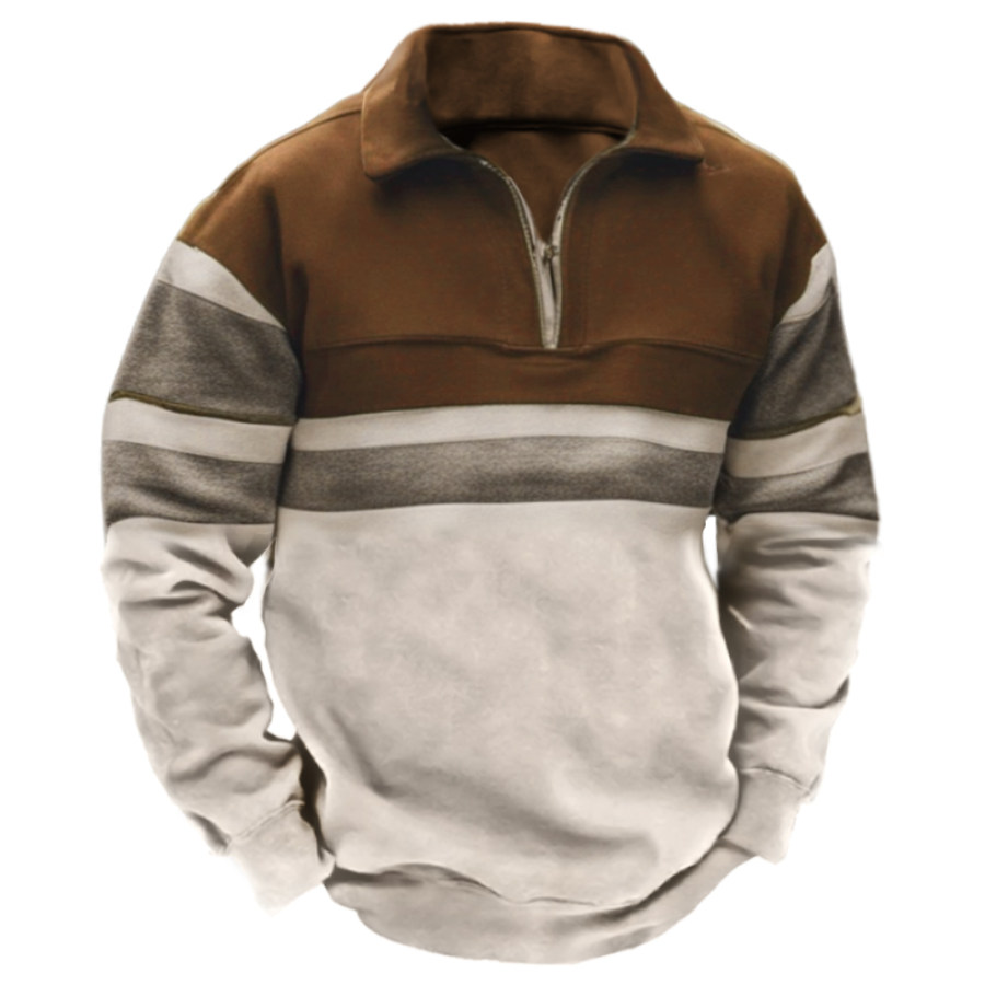 

Men's Sweatshirt Retro Colorblock Half Zipper Daily Casual Pullover