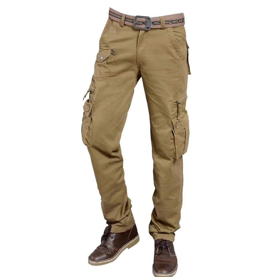 

Pantalones Cargo Para Hombre Bolsillos Tácticos Vintage Pantalones De Trabajo Diarios Casuales Al Aire Libre Caqui
