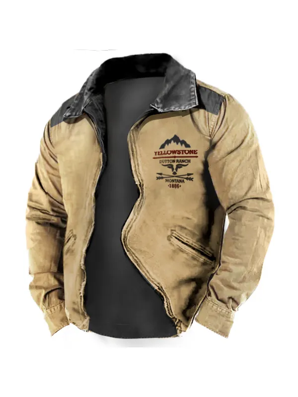 Men's Shirt Jacket Outdoor Vintage Yellowstone Pocket Brown Light Jackets - Timetomy.com 