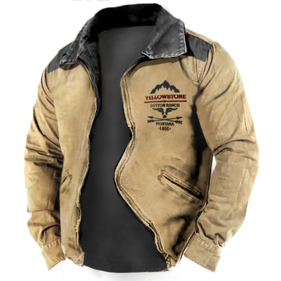 

Giacca Da Camicia Da Uomo Giacche Leggere Marroni Tascabili Vintage Yellowstone Da Esterno