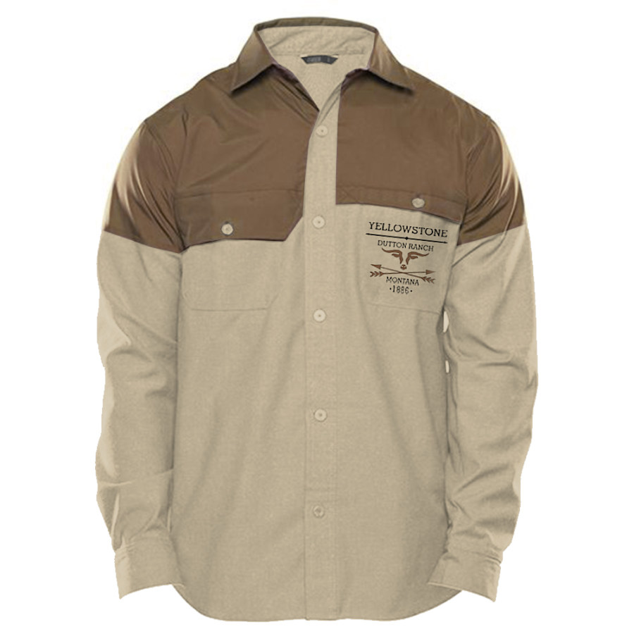 

Camisa Casual Masculina Vintage Com Estampa Amarela E Lapela Em Cores Contrastantes