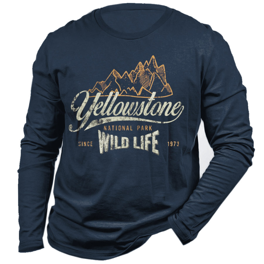 

T-shirt A Maniche Lunghe In Cotone Con Stampa Yellowstone Vintage Da Uomo