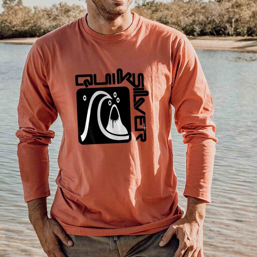 

Homme T-Shirt Manches Longues Rétro Vintage Surf Décontracté De Plein Air Quotidien Hauts Corail