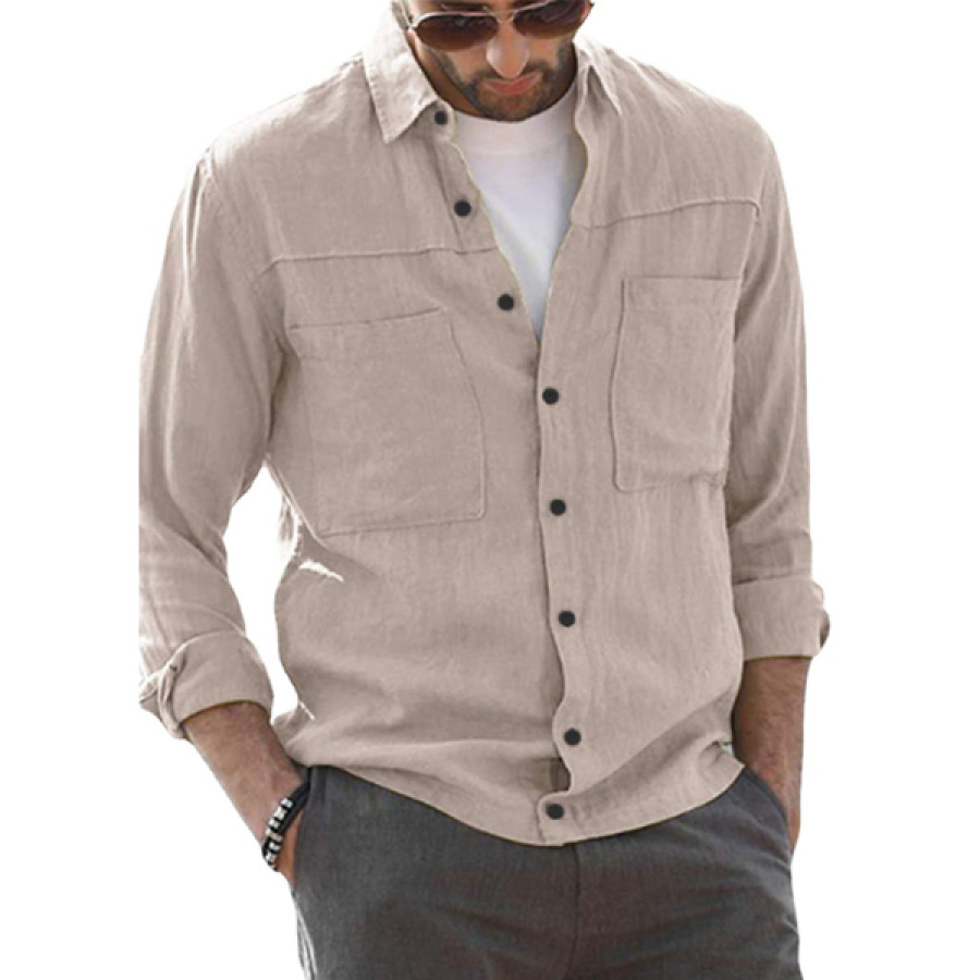 

Camicia Da Uomo LinenWork Camicia Casual Da Esterno Camicia Casual A Maniche Lunghe