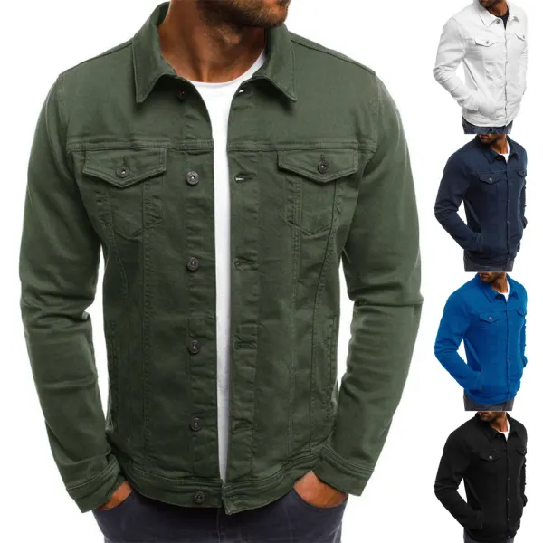Plus Size Men's Classic Solid Button Cargo Pocket Jacket - Cotosen.com