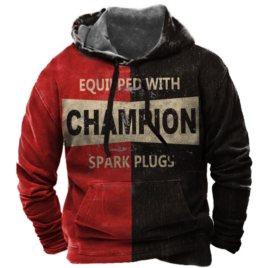 

Herren-Sweatshirt Mit Kapuze Und Tasche Im Vintage-Champion-Print