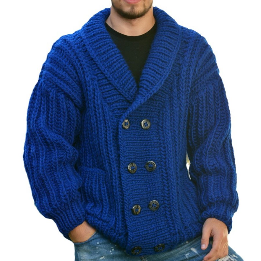 

Giacca Maglione Cardigan Doppiopetto Da Uomo In Maglione Jacquard Retrò Autunno E Inverno
