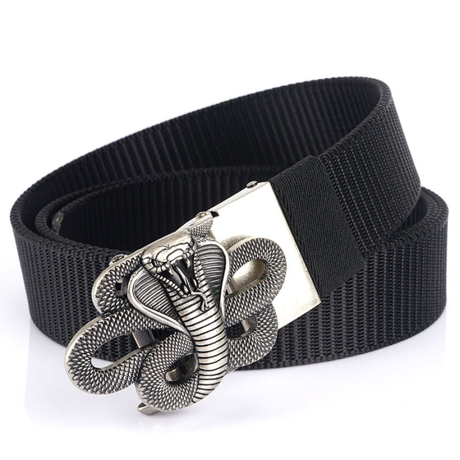 

Cinto Masculino Cabeça De Cobra Com Fivela Automática De Náilon Fashion Casual Retrô