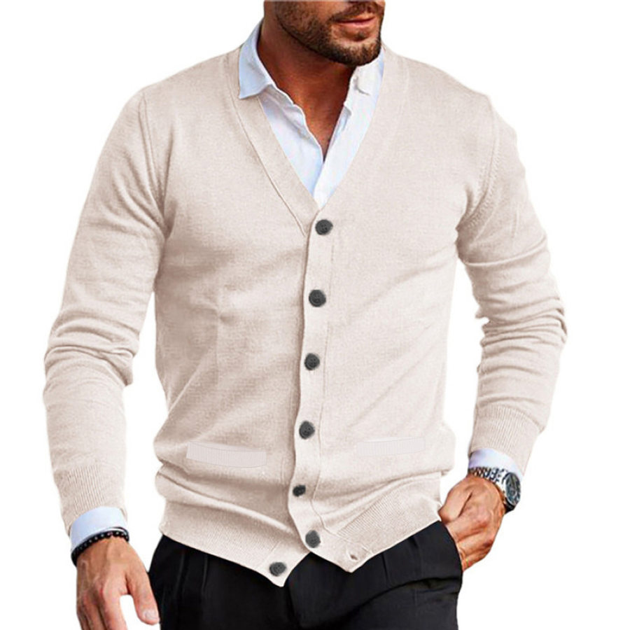 

Cardigan Da Uomo A Maniche Lunghe Con Scollo A V Solido Classico Da Uomo