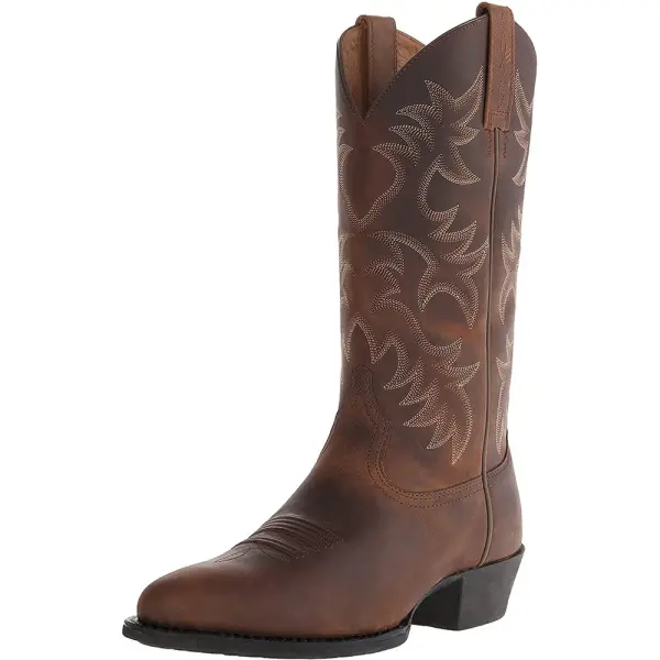 Men's Embroidered High Heel Log Boots Western Cowboy Boots - Cotosen.com 