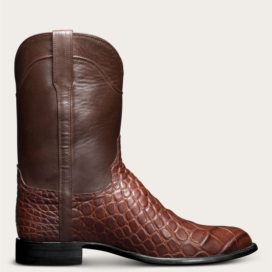 

Botas Masculinas Retrô Com Costura De Crocodilo E Botas De Cowboy Ocidentais Tamanho Grande