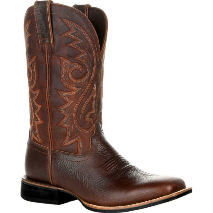 

En's Vintage Brodé Wide Toe Mid-Cut Western Cowboy Boots Plus Size