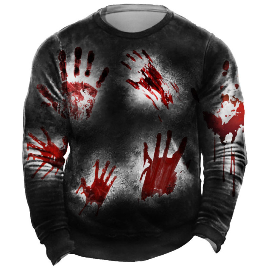 

Sudadera Con Capucha Para Hombre Vintage Blood Hands Manga Larga Tops Diarios Negro