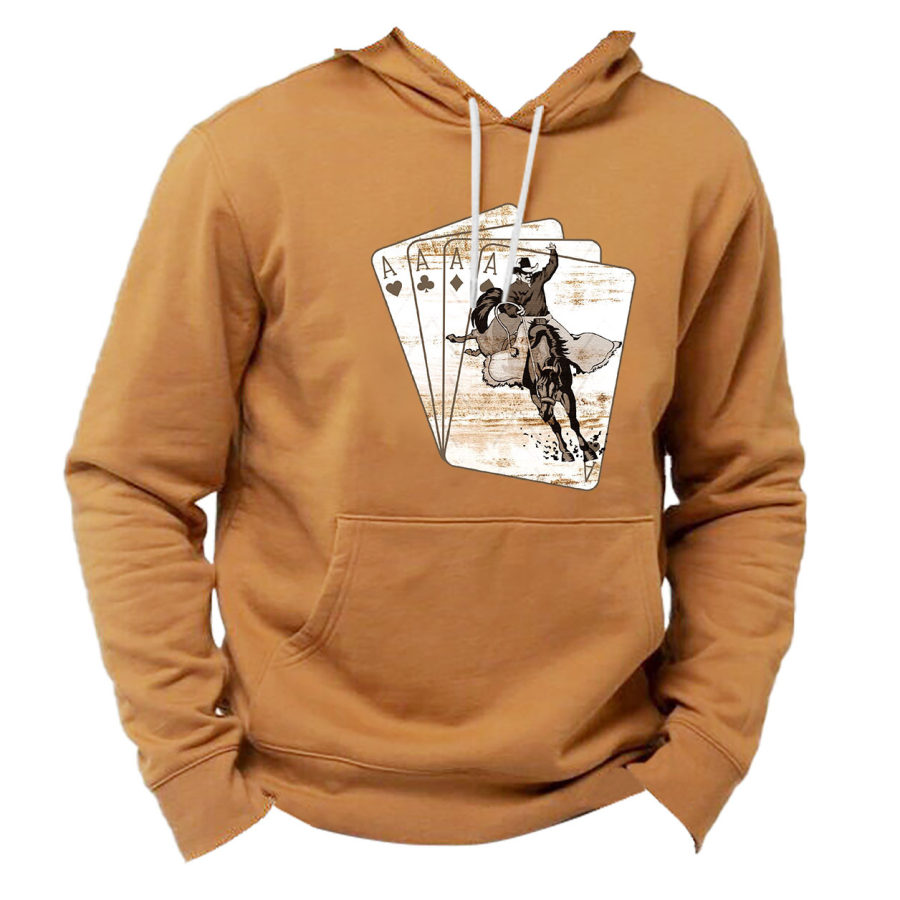 

Sudadera Con Capucha Para Hombre Vintage Cowboy Playing Cards Western Pocket Manga Larga Tallas Grandes Colorblock Tops Diarios