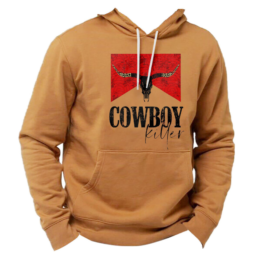 

Men's Hoodie Vintage Cowboy Killer Pocket Long Sleeve Plus Size Colorblock Daily Tops