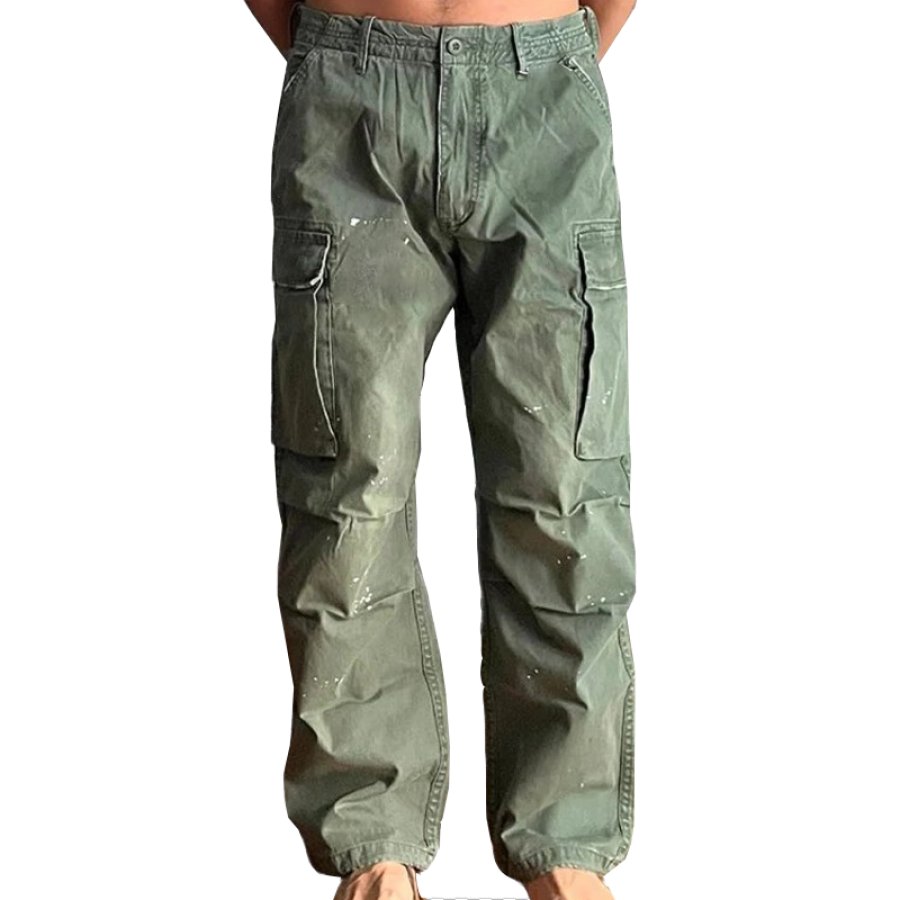 

Pantalones De Carga Tácticos Casuales Retro Para Hombres Pantalones De Bolsillo Multifuncionales Verde Militar