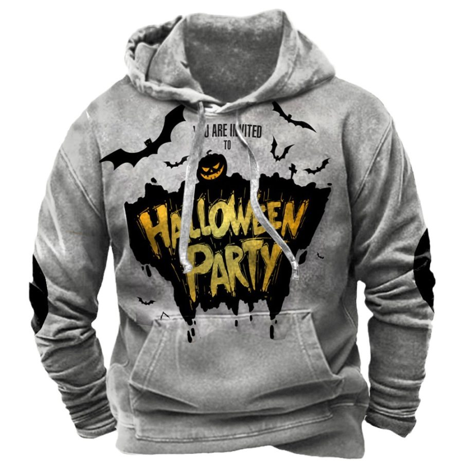 

Moletom Masculino Com Capuz Escuro Halloween Estampa De Abóbora Com Capuz Casual
