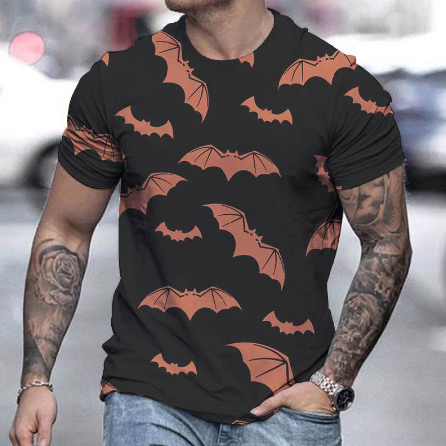 

T-shirt Da Uomo Con Stampa Pipistrello Scuro Di Halloween