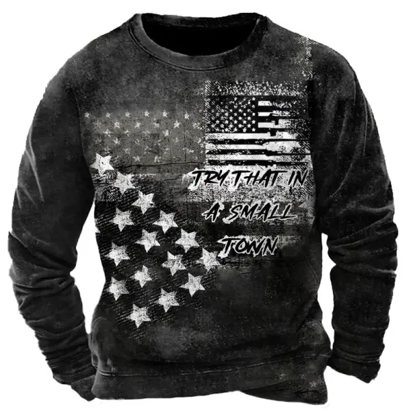 Men's Sweatshirt Vintage Try That In A Small Town Country Music Long Sleeve Daily Tops - Kalesafe.com 